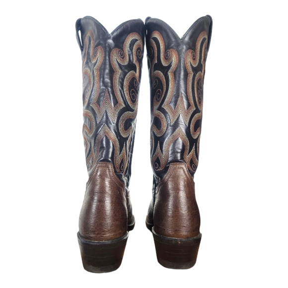 Tony Lama Exotic Leather Western Boots in Chocolate / Black 5.5 B FLAWED - Picture 7 of 13